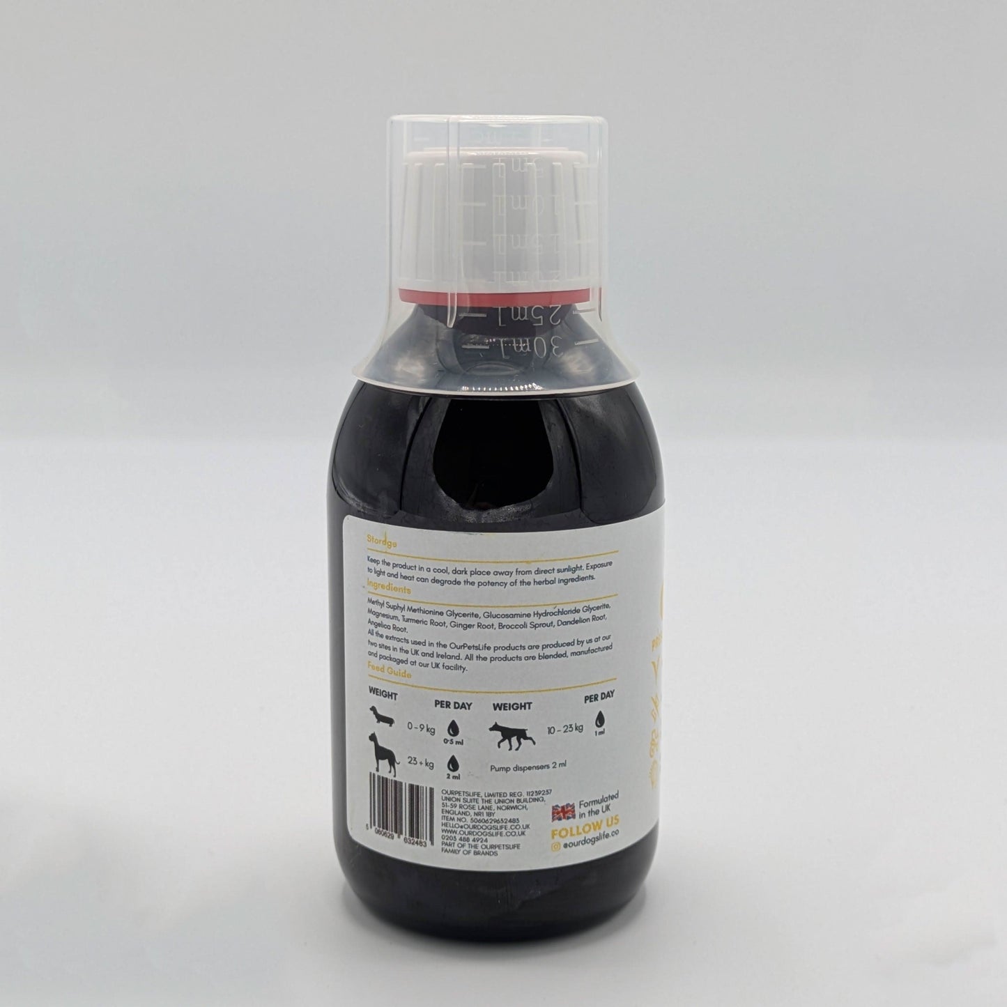 Our Dog's Life Hip & Joint Drops – Natural liquid supplement with MSM, glucosamine, turmeric & antioxidants for dog mobility, joint health & comfort.