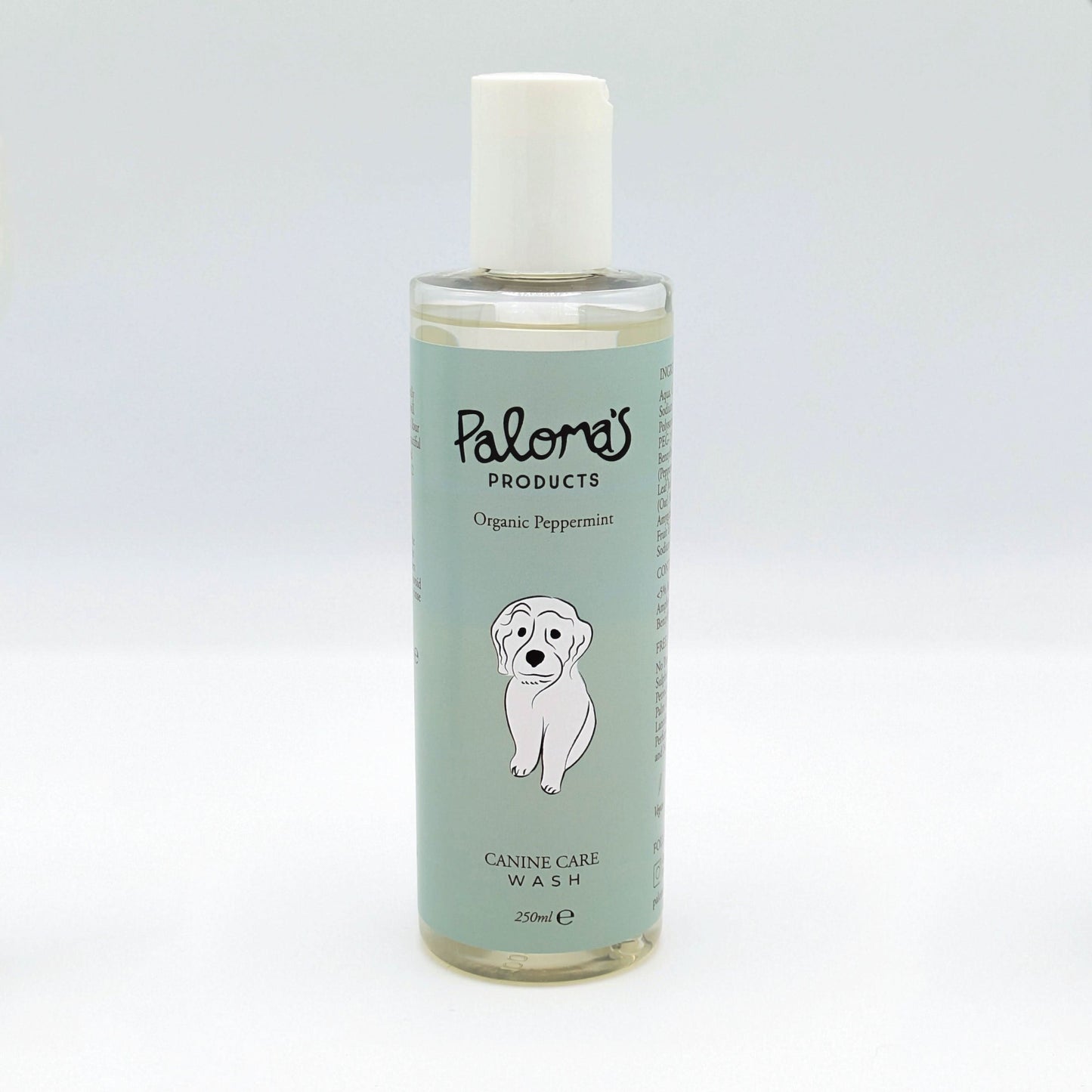 Vegan, cruelty-free grooming set with organic peppermint shampoo and chamomile conditioner for shiny, healthy coats.