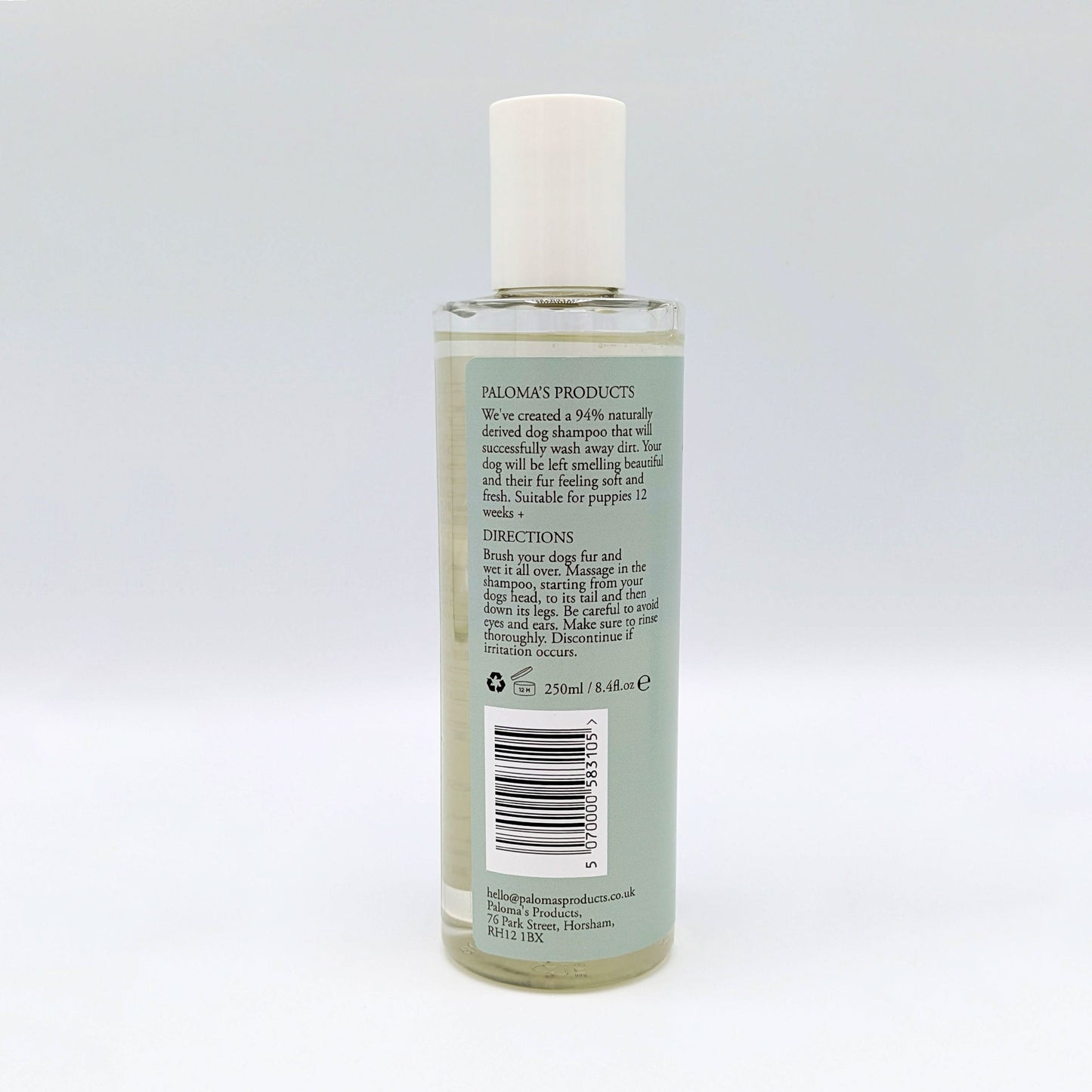 Vegan, cruelty-free grooming set with organic peppermint shampoo and chamomile conditioner for shiny, healthy coats.