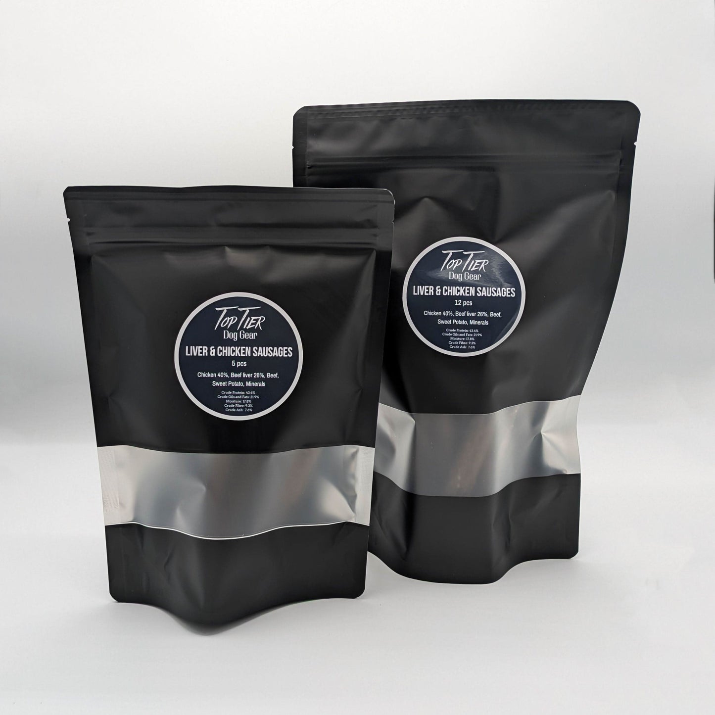 Top Tier Sausages – High-protein, soft & chewy treats in 4 flavours, ideal for training, snacking, and rewarding dogs of all sizes.
