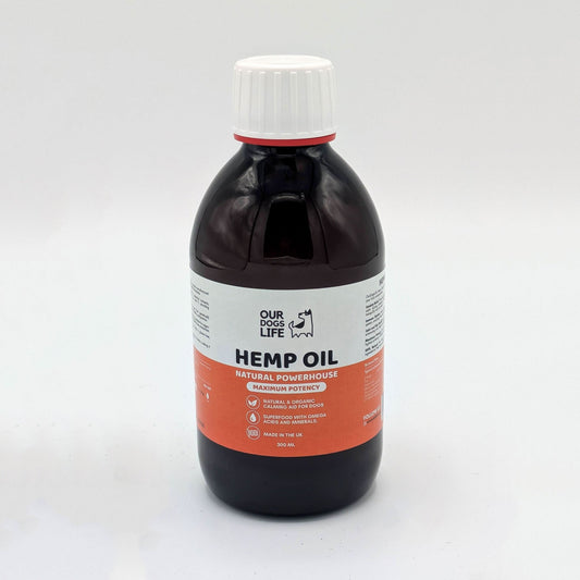 Our Dog's Life Hemp Seed Oil – Cold-pressed oil rich in omega-3 & omega-6 for skin, joint, immune support & calm behaviour in dogs.