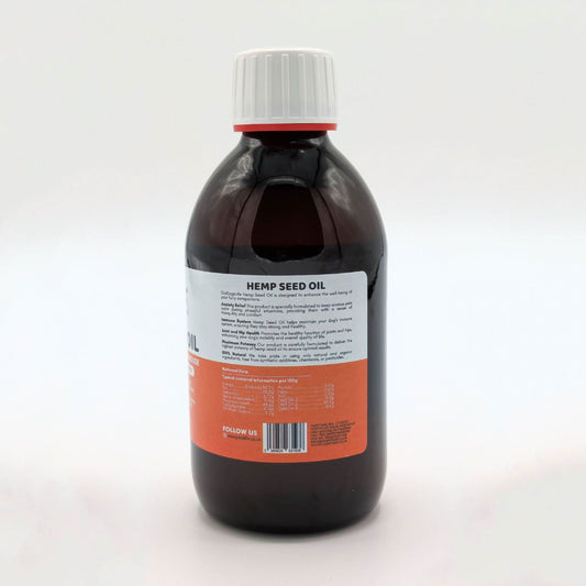 Our Dog's Life Hemp Seed Oil – Cold-pressed oil rich in omega-3 & omega-6 for skin, joint, immune support & calm behaviour in dogs.