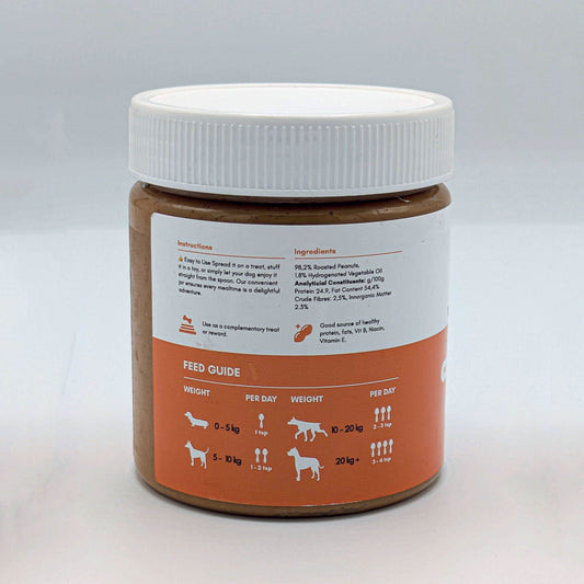 Organic, xylitol-free peanut butter for dogs, ideal for training, enrichment, and a healthy treat.