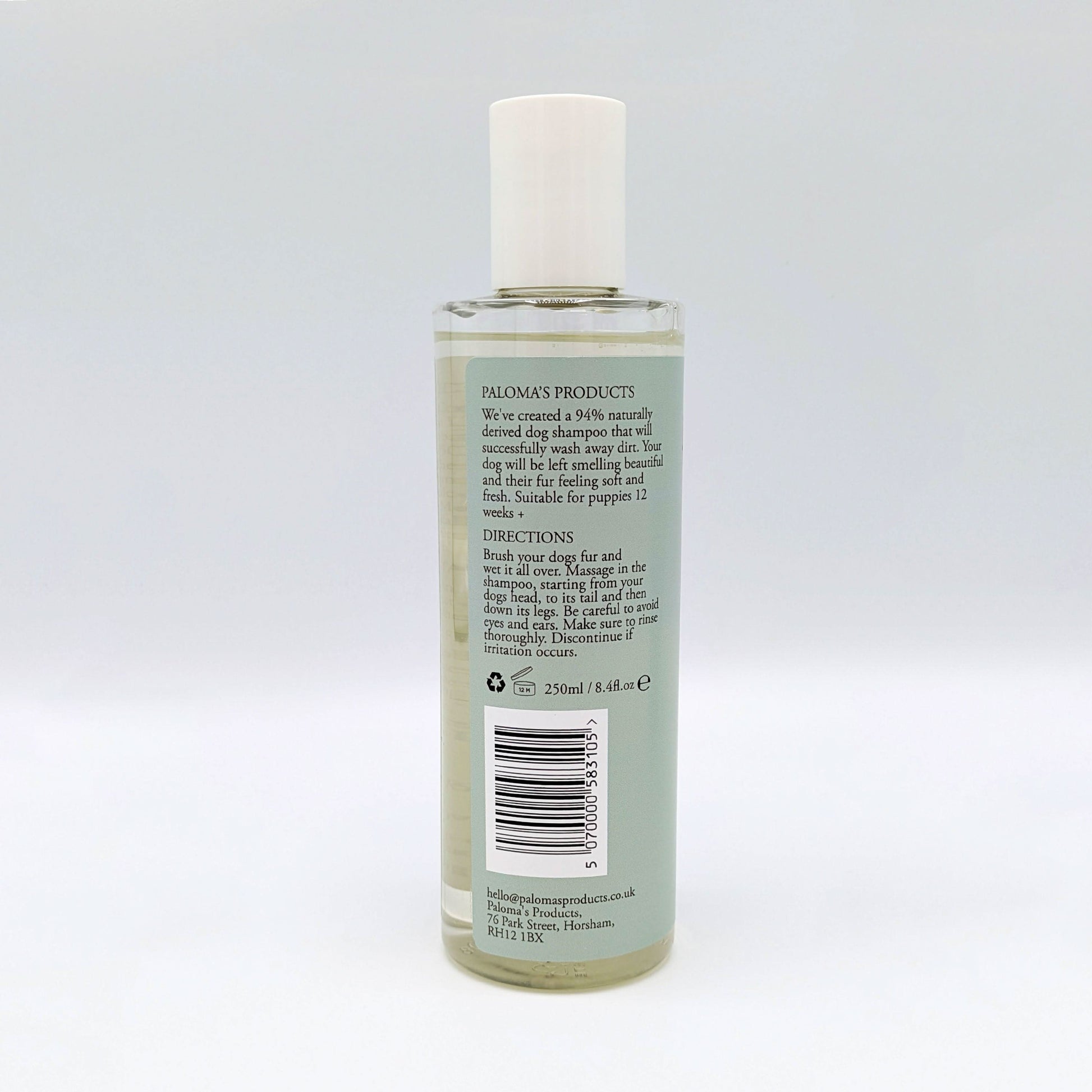 Vegan, cruelty-free grooming set with organic peppermint shampoo and chamomile conditioner for shiny, healthy coats.