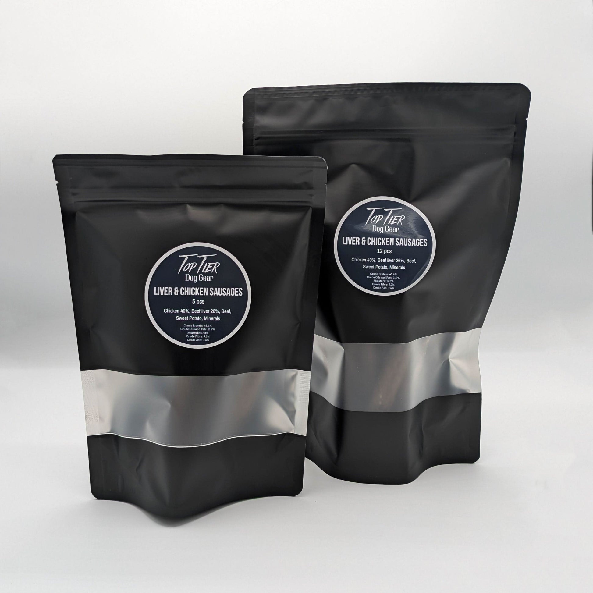 Top Tier Sausages – High-protein, soft & chewy treats in 4 flavours, ideal for training, snacking, and rewarding dogs of all sizes.